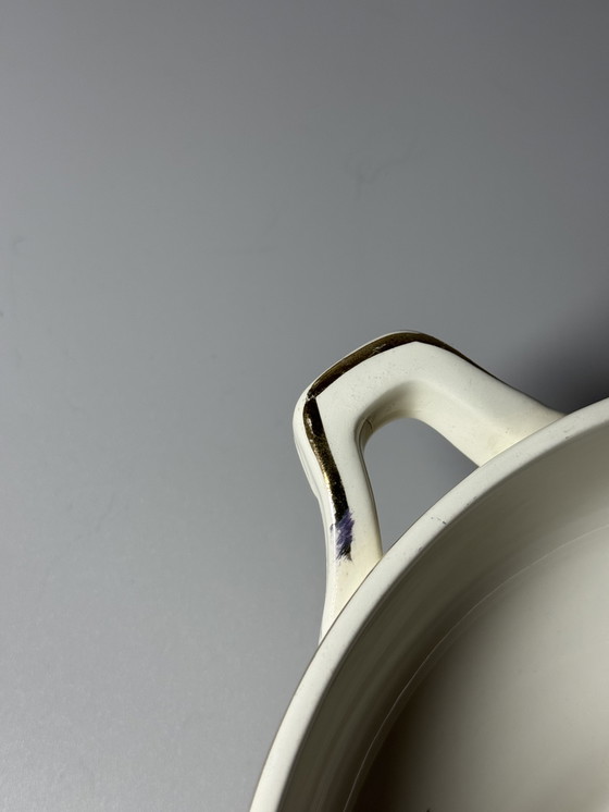 Image 1 of Zuppiera Art Déco vintage con sottopiatto – Boch Frères, Belgio, anni '40