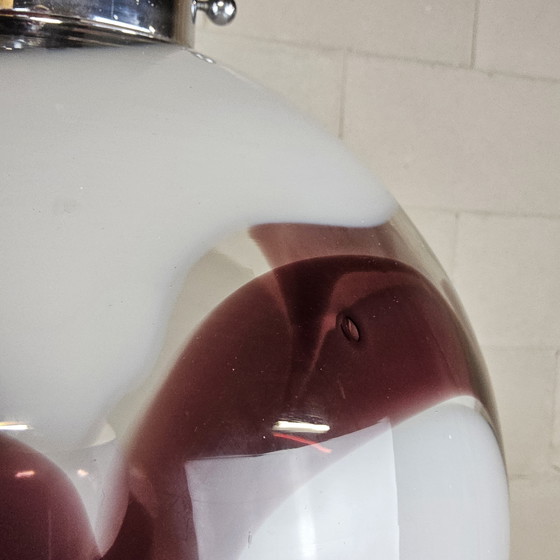 Image 1 of Vintage Itiliaans design Aubergine glazen Carlo Moretti Murano hanglamp (70s) / Italian design glass bulb hanging light 