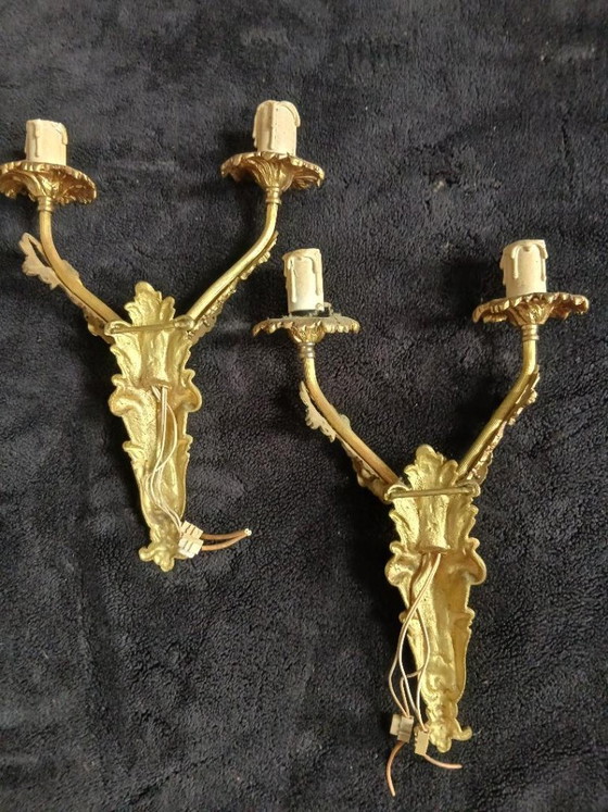 Image 1 of Apliques de pared de bronce dorado estilo Art Nouveau