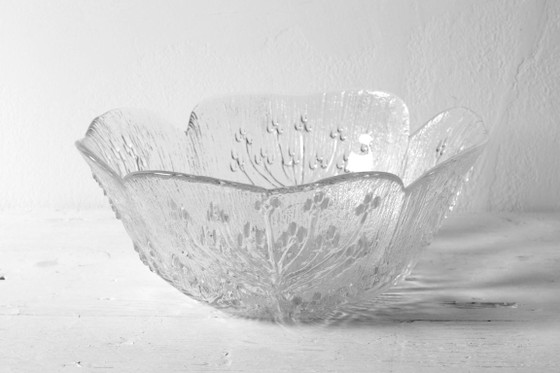 Image 1 of Ciotola Mid-Century in vetro trasparente/Prezzemolo di mucca Design di Pertti Kallioinen/Finlandia/Anni '70