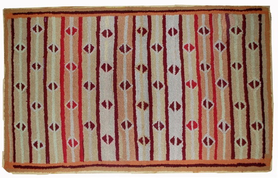 Image 1 of Alfombra antigua americana hecha a mano, de 97 cm x 161 cm (3,2' x 5,3'), década de 1890 - 1B506