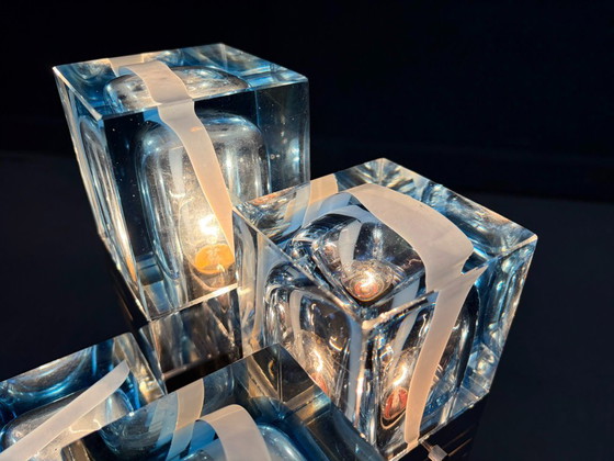 Vintage Cubico Table Lamp by Gaetano Sciolari, 1970s – Glass, Metal (photo 8 of 10)