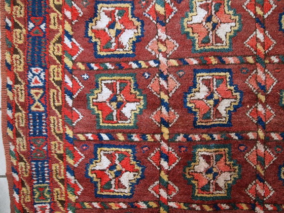 Image 1 of Handgemaakt antiek Perzisch-Koerdisch tapijt 3,9' x 7,5' (119 cm x 230 cm) jaren 1920 - 1C499