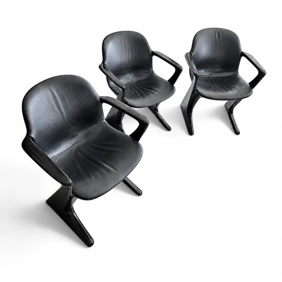 4 x Kangaroo Z-chair / Ernst Moeckl pour Horn Collection années 60 / Rembourrage cuir noir / Ernst Moeckl / (photo 11 of 19)
