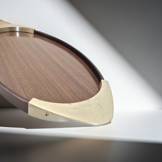 Image 1 of Mid-Century Teak & Pewter Cocktail Tray – 1950s