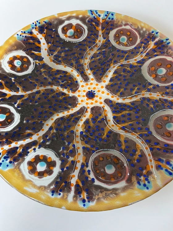 Image 1 of Gran cuenco escultórico de vidrio fundido hecho a mano – pieza única de arte contemporáneo – Ø 53,5 cm