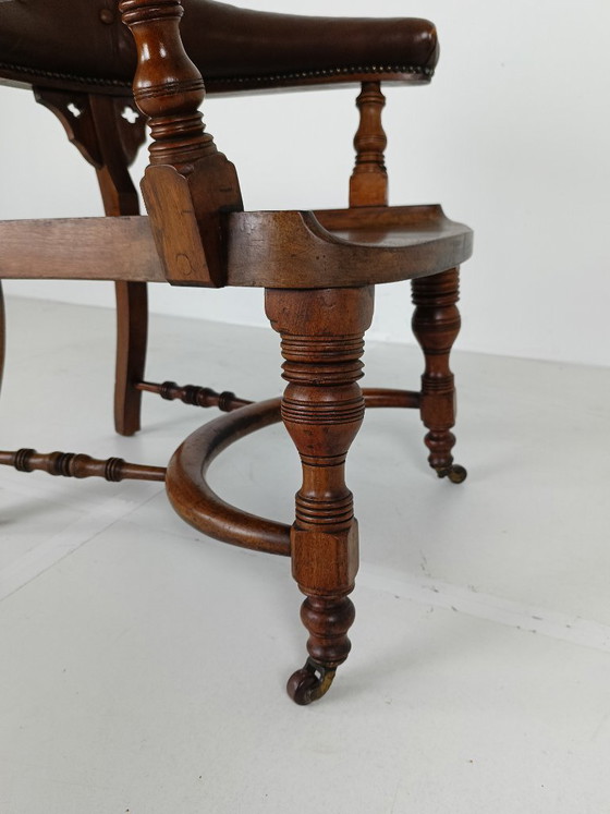 Chaise de bureau victorienne en acajou et cuir – Fauteuils, Wood, Leather (photo 5 of 10)