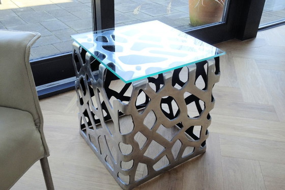 Image 1 of Italian aluminum design side table - very nice