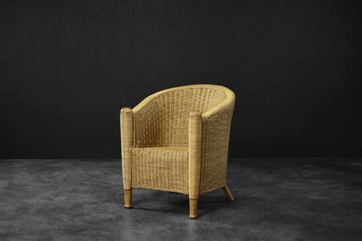 Vintage Italiaanse moderne Boho rotan stoel uit het midden van de eeuw, jaren 70