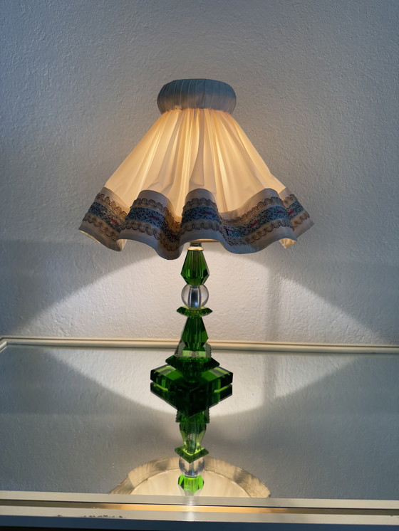 Image 1 of Art Deco emerald crystal lamp