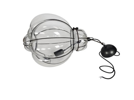 Lampada a sospensione in vetro con struttura in metallo, Lampade a sospensione, Trasparente, Modern (foto 3 di 5)