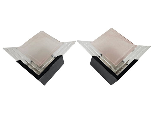 Leucos - Murano - Wall Lights (2) Set - Murano Glass - Metal - 1960's