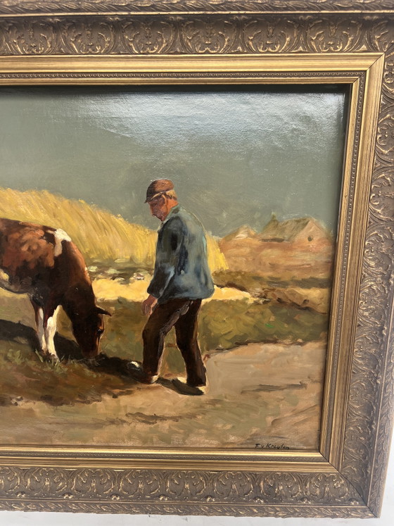 Image 1 of Pintura (13): Campesino con ganado - Feodor van Knegten 1871-1937