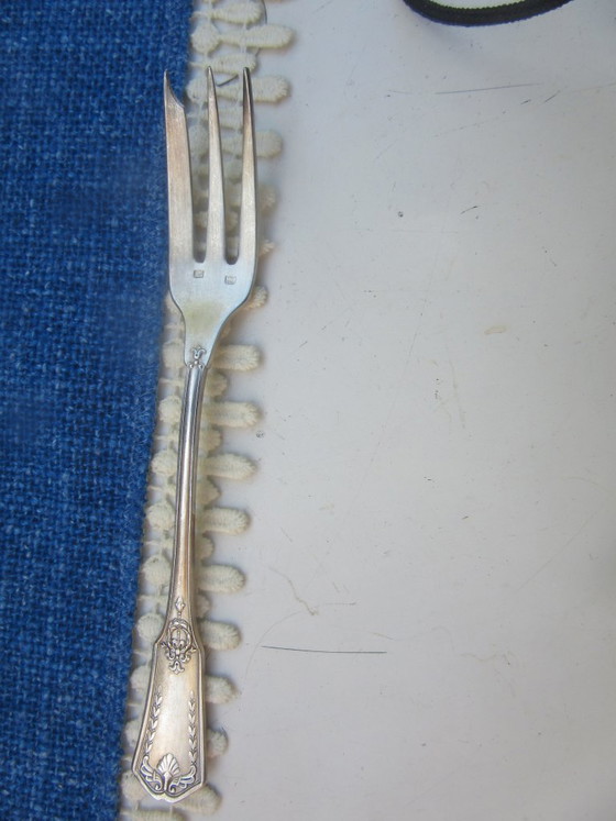 10 French Silver Plated "Metal Blanc" Small Forks Antique Art Nouveau (Ref. 080826) – Table accessories (photo 4 of 14)