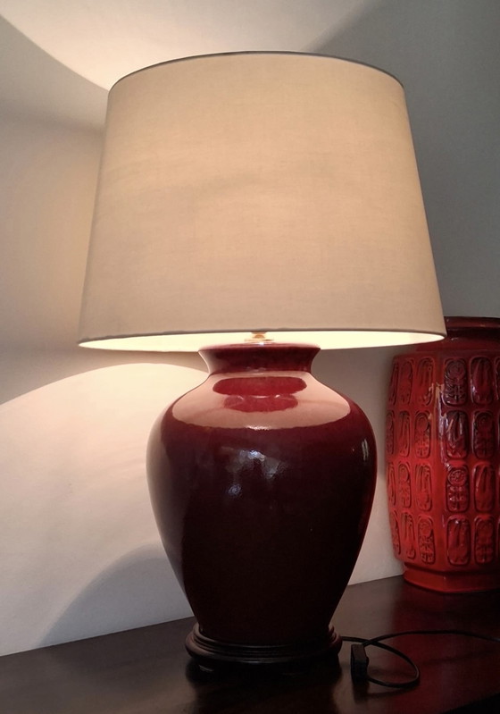 Image 1 of Lámpara de mesa de cerámica estilo jarrón de jengibre asiático