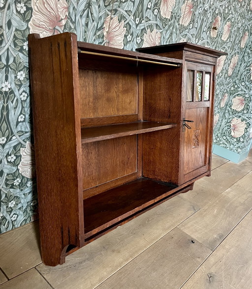Armoire murale ancienne en chêne des années 1920 – Art déco