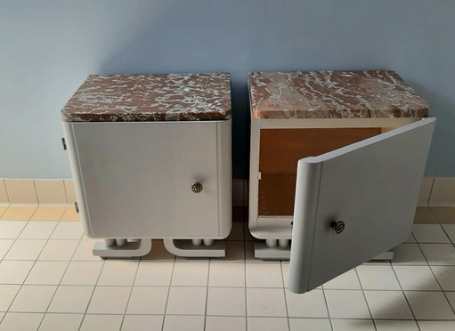 2 Nachtkastjes Art Deco Jaren '30 – Marble, Wood (photo 2 of 15)