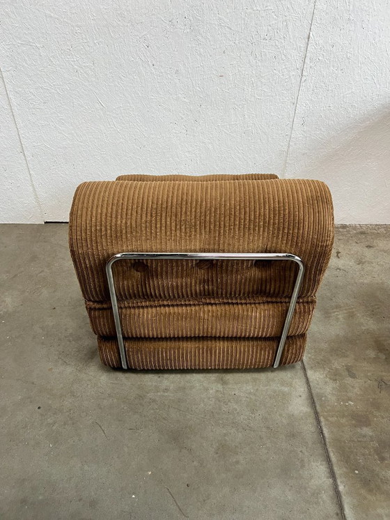 Image 1 of Vintage Fauteuil, Daybed/uitklapbed, Bruin Corduroy, 1970