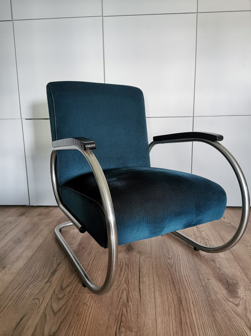 Vintage Tubax fauteuil – rvs, Textile