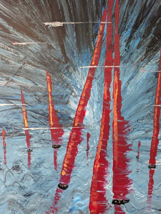 Red Boats – Paintings & Drawings, Canvas (photo 2 of 6)