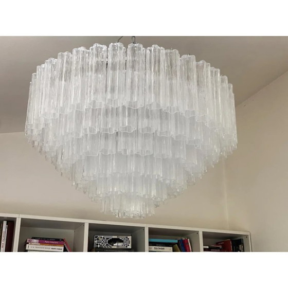 Image 1 of Lustre contemporain transparent en verre de Murano "Tronchi" de style Venini