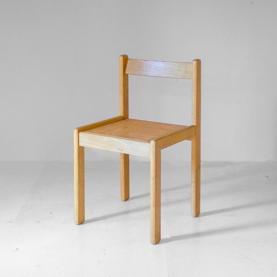 Image 1 of 4x Satz italienische Eichenstühle mit Wiener Strohsitzen, 1970er Jahre