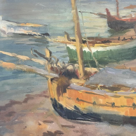 Jules Van De Leene, Stranded Boats, Gouache, 1920s – Paintings & Drawings (photo 5 of 12)