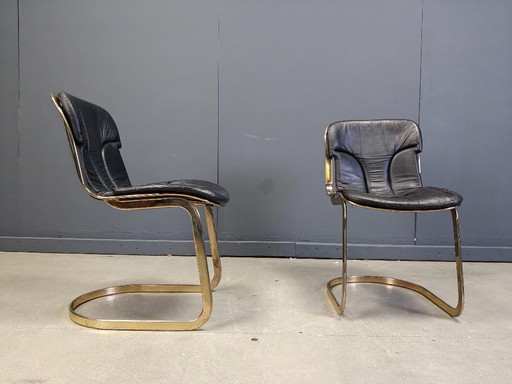 Vintage messing eetkamerstoelen van Willy Rizzo voor Cidue, set van 6, jaren 70