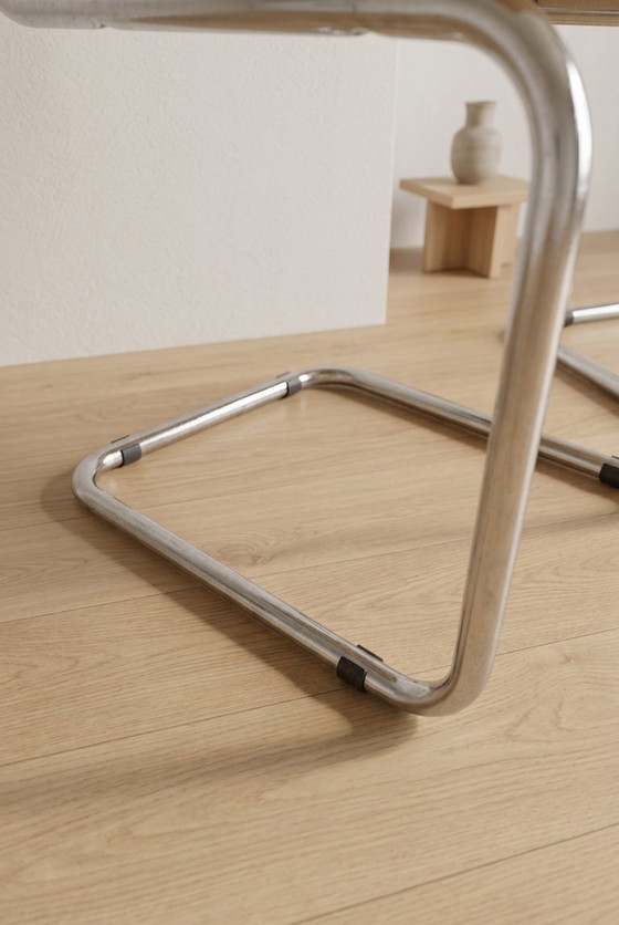Image 1 of Set of 4 Marcel Breuer Tubular Chairs, Mid Century Modern Bauhaus Chrome Cantilever Dining Chairs, 20th Century