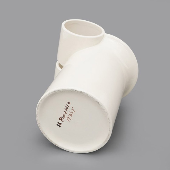 Image 1 of White ceramic vase by Enzo Bioli for Il Picchio, 1970s