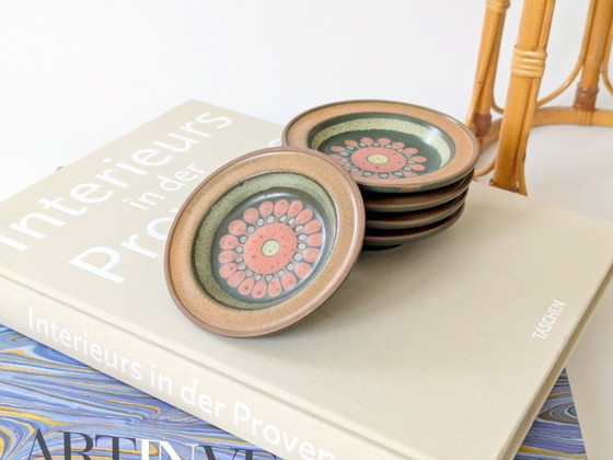 Image 1 of Set di 5 sottobicchieri in ceramica vintage | KMK Germania Ovest |1960s