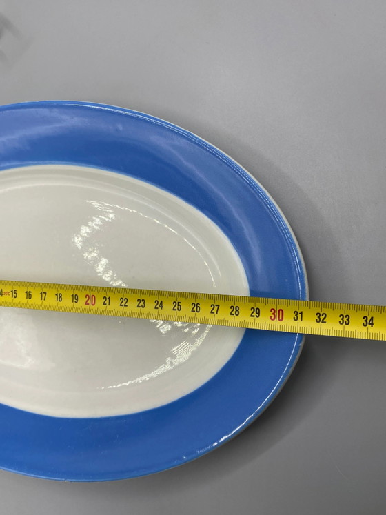 Large Antique Oval Faience Platter, Blue and White, Art Deco, 1920s-1940s – Decorative Objects (photo 4 of 4)