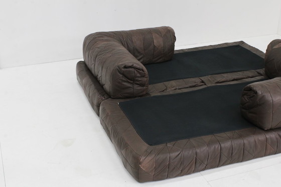 Image 1 of Vintage leren patchwork sofa  daybed jaren 70