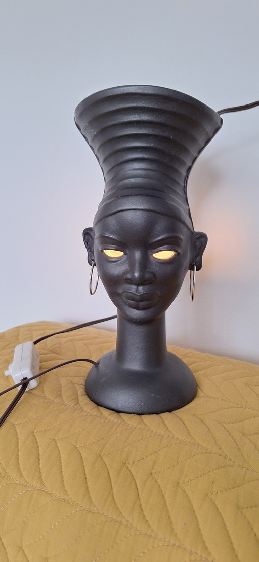 Beautiful lamp ceramic African head