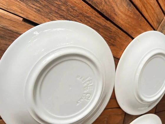 Image 1 of Set of 6 TRECI Italy dessert plates - Hand-painted porcelain vintage cherries