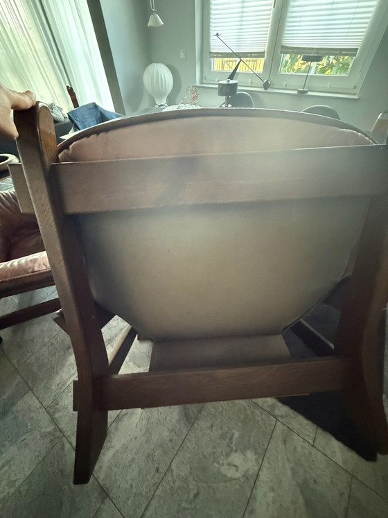4 Poltrone in pelle Maison Regain Design Brutalista anni '70 – Legno (photo 4 of 8)