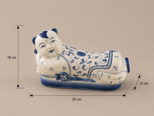 Rare Pair of Opium Pillows in Genuine Porcelain – Symmetrical Collector's Duo – decoratieve objecten (photo 2 of 7)