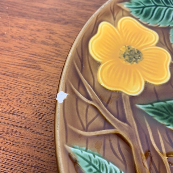 Image 1 of Barbotine Server / Tablett, Sarreguemines, 1950