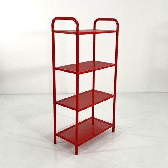 Image 1 of Mensola rossa in metallo perforato, anni '80