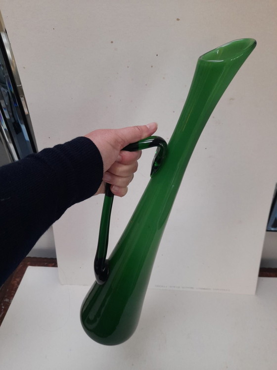Très grande carafe décorative en opaline verte, Vases (photo 4 sur 5)