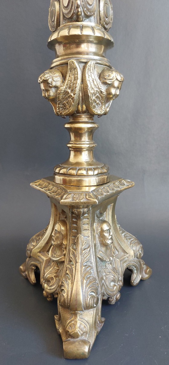 Image 1 of Candelabro da cappella in bronzo del XIX secolo