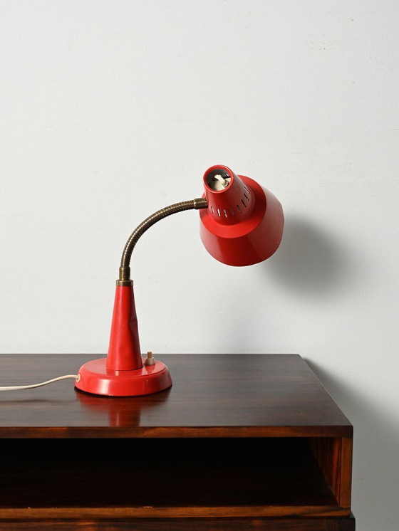 Image 1 of Gemi red Scandinavian table lamp, 1960s