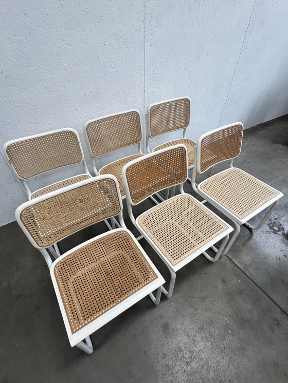 Image 1 of Six Vintage Cesca Design Chairs, White Finish, 1980's
