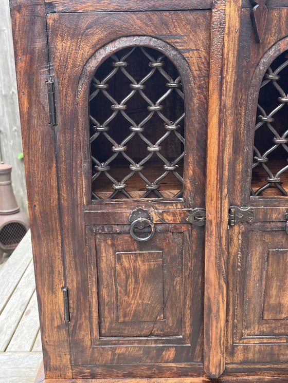 Image 1 of Rare cabinet français | Teck et fer forgé | 1950s