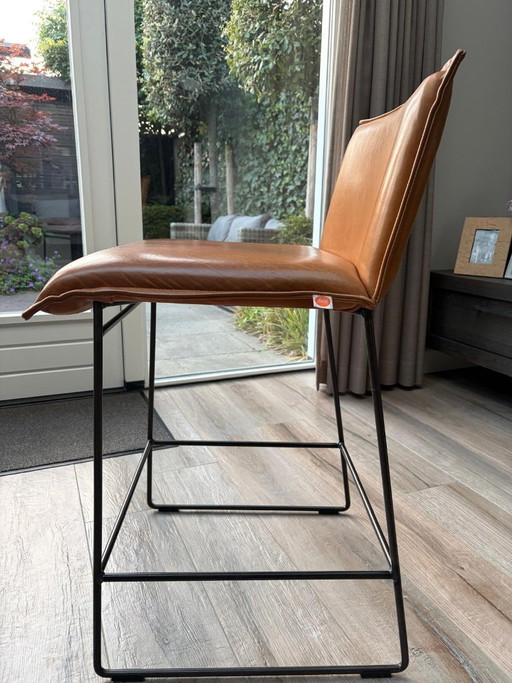 3 sgabelli da bar Jess in pelle color cognac – Jess Design, barkrukken, Leather, Metal