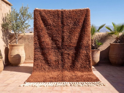 Handgemaakt bruin wollen vloerkleed 200 cm x 300 cm