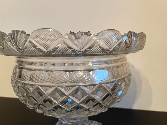 Image 1 of Coupe à fruits antique en cristal sur pied * Vonêche * XIXe siècle.