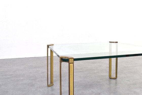 Image 1 of Hollywood Regency Brass and Glass Coffee Tables by Peter Ghyczy, 1970s, Set of 2