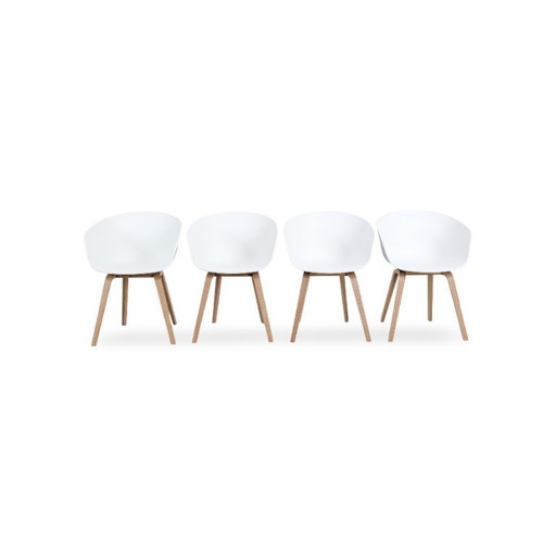 Set van 4 Hay AAC 22 fauteuils, ontwerp van Hee Welling, wit