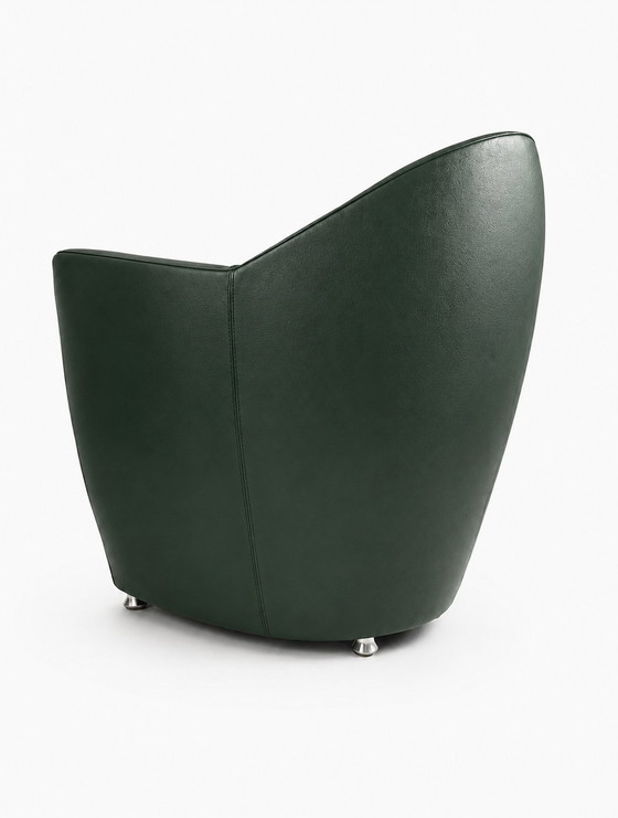 Fauteuil Leolux Carabita avec repose-pieds en cuir vert foncé – Leather, Metal (photo 4 of 8)